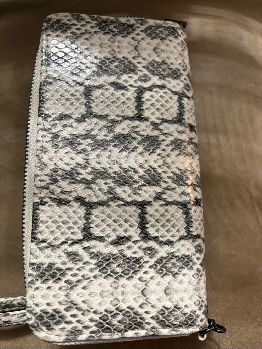 a new day Snake-Print Double Zip Wristlet Wallet in White and Gray - Picture 7 of 11